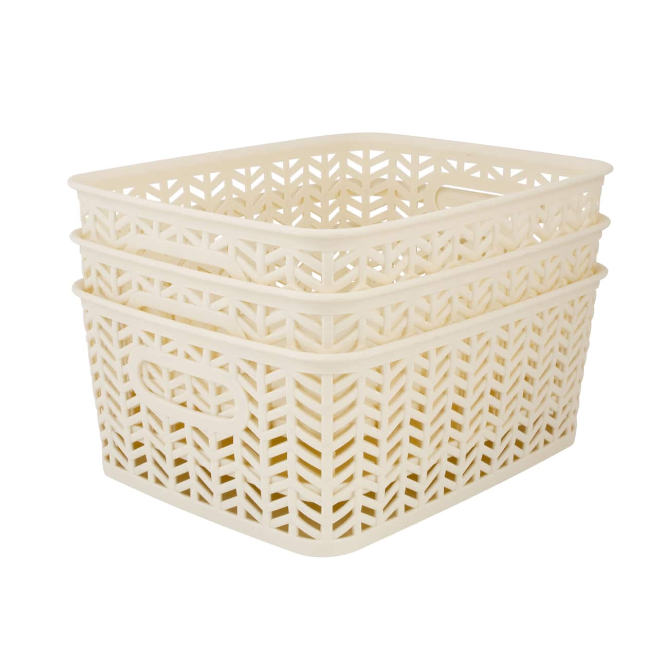 Simplify Small Herringbone Storage Basket, 3ct.